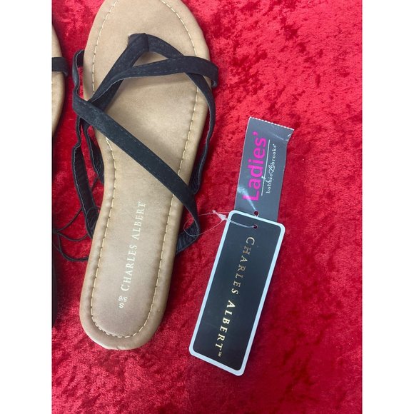 Charles Albert Open-Toe Sandals Black Criss Cross Size Small‎ - Picture 6 of 7